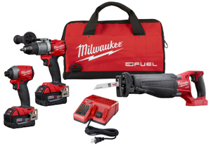 Milwaukee M18™ FUEL™ 3-Tool Combination Kits 1/2 in Hammer Drill/Driver, 1/4 in Hex Impact Driver, SAWZALL® Reciprocating Saw
