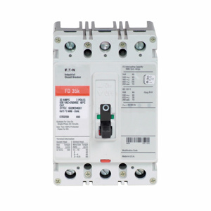 Eaton Cutler-Hammer FD Series C Molded Case Industrial Circuit Breakers 15 A 600 VAC/250 VDC 18 kAIC 3 Pole 3 Phase