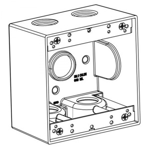 Orbit Industries Weatherproof Outlet Boxes 2 Gang 2-5/8 in Metallic 3/4 in 5 Hub