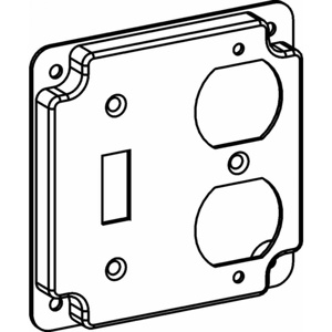 Orbit Industries 4 Square Box Industrial Covers 1 Duplex Receptacle 1 Toggle Switch 1/2 in Raised