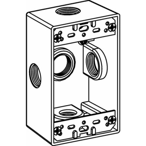 Orbit Industries Weatherproof Outlet Boxes 1 Gang 2 in Metallic 3/4 in 5 Hub