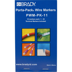Brady Porta-Pack® PWM Series B-500 Repositionable Wire Marker Books 1 - 30 Vinyl 1.56 in