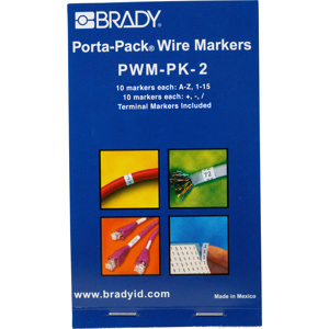 Brady Porta-Pack® PWM Series B-500 Repositionable Wire Marker Books A - Z, 0 - 15, +, -, / Vinyl 1.56 in