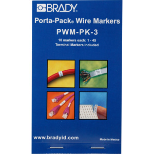 Brady Porta-Pack® PWM Series B-500 Repositionable Wire Marker Books 1 - 45 Vinyl 1.56 in