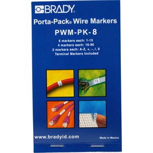 Brady Porta-Pack® PWM Series B-500 Repositionable Wire Marker Books A - Z, 0 - 90, +, -, / Vinyl 1.56 in