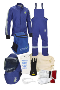 NSA Enespro® AGP Lift Front Hood and Gloves Arc Flash Kits Navy XL (Size 08 Gloves) No <em class="search-results-highlight">Logo</em> 40 cal/cm2