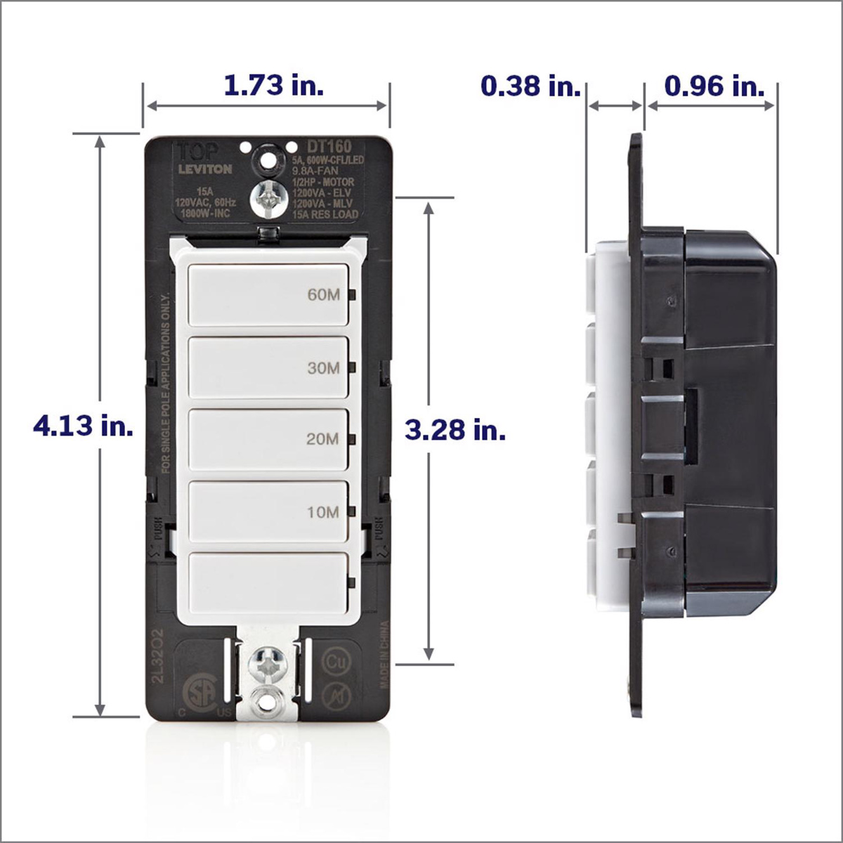 Leviton | Leviton Timer Switch Presets 4-Button Preset with Hold 15 A ...