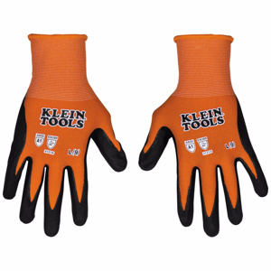 Klein Tools Knit Dipped Gloves Large Black/Orange