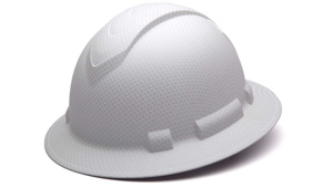 Pyramex Ridgeline® Full Brim Hard Hats 6-1/2 - 8 in 4-Point Ratchet Xcel Logo Matte White Graphite