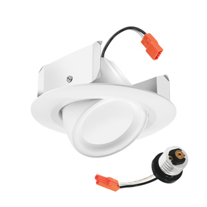 RetroBasics Downlight Adjustable Trim Kit, Switchable LED White, 4IN Baffle, Switchable CCT – 2700K, 3000K, 3500K, 4000K, and 5000K, Matte White