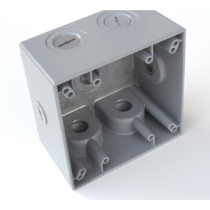 Mulberry Metal Weatherproof Outlet Boxes 2 Gang 2.625 in Metallic 3/4 in 7 Hub