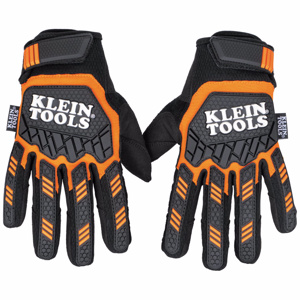 Klein Tools Heavy Duty Gloves Large D3O®, Suede, TPR Black/Orange