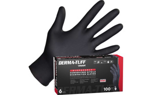 SAS Safety Derma-Tuff® Raven® Disposable Textured Powder-free Gloves Nitrile Latex-free Black