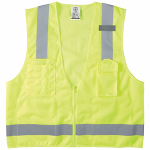 Klein Tools High Vis Reflective Full Zip Vests XL High Vis Yellow Type R, Class 2