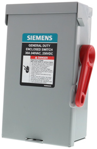 Siemens General Duty Fused Disconnects 30 A NEMA 1 240 VAC 2P3W 3 Phase