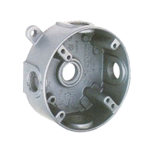 Teddico Weatherproof Round Outlet Boxes 2 in Metallic 1/2 in 5 Hub