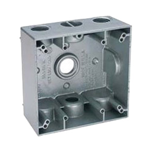 Teddico Weatherproof Outlet Boxes 2 Gang 2 in Metallic 1/2 in 4 Hub