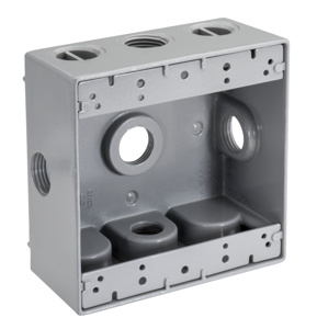 Southwire Topaz Weatherproof Outlet Boxes 2 Gang 2 in Metallic 1 in 5 Hub