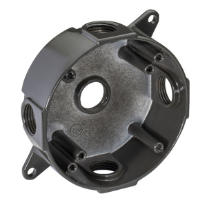 Southwire Topaz Weatherproof Round Outlet Boxes 1.58 in Metallic 5 Hub