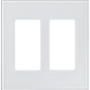Lutron Designer Glass Faceplates 2 Gang Clear Glass with White Paint Glass Surface