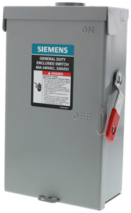 Siemens General Duty Fused Disconnects 60 A NEMA 3R 240 VAC 3P4W 3 Phase