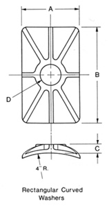Line Hardware Curved Rectangular Washers 5/8 - 3/4 in Ductile Iron Hot-dip Galvanized