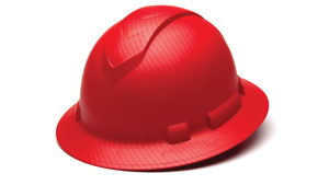 Pyramex Ridgeline® Full Brim Hard Hats 6-1/2 - 8 in 4-Point Ratchet Xcel Logo Matte Red Graphite