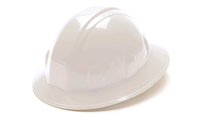 Pyramex SL Full Brim Hard Hats 6.5 - 8 in 4-point Ratchet Xcel Logo White