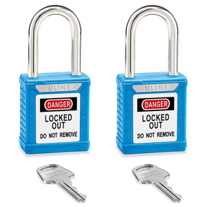 U Line Lockout Padlocks Blue Thermoplastic Danger Locked Out Do Not Remove