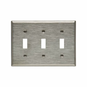 Eaton Wiring Devices Standard Toggle Wallplates 3 Gang Metallic Stainless Steel