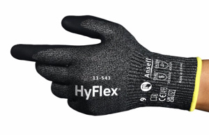 Ansell HyFlex® INTERCEPT™ Cut-resistant Gloves Small Black/White/Yellow Abrasion 4, Cut A7, Heat 1, Puncture 4