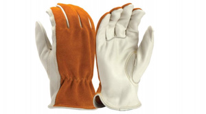 Pyramex Leather Driver Gloves Large Cream/Orange