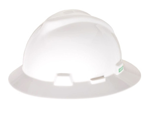 MSA V-Gard® Fas-Trac® Slotted Full Brim Hard Hats Atmos Logo White