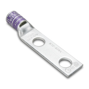 Burndy YA Series Standard Barrel Compression Lugs 1/2 in 2 Hole White 300 Cu
