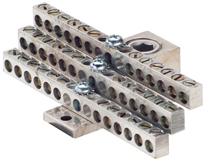 Ilsco NB Series Mechanical Neutral Ground Bars 14 - 4 AWG, 350 kcmil - 6 AWG