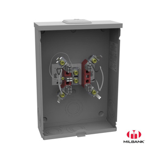 Milbank Horn Bypass Ringless Meter Sockets 200 A 600 VAC OH/UG 5 Jaw 1 Position 1 Phase Triplex Ground Small Closing Plate