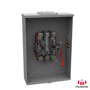 <em class="search-results-highlight">Milbank</em> Lever Bypass Ringless Meter Sockets 200 A 600 VAC OH/UG 5 Jaw 1 Position 1 Phase Quadplex Ground Large Hub Open Adapt to Small Closing Plate