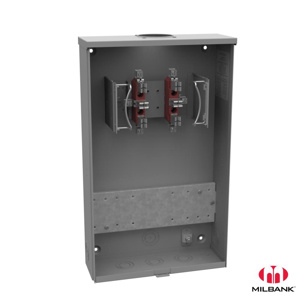 Milbank No Bypass Ringless Meter Sockets 20 A 600 VAC OH/UG 6 Jaw 1 Position 1 Phase Ground Lug Small Closing Plate