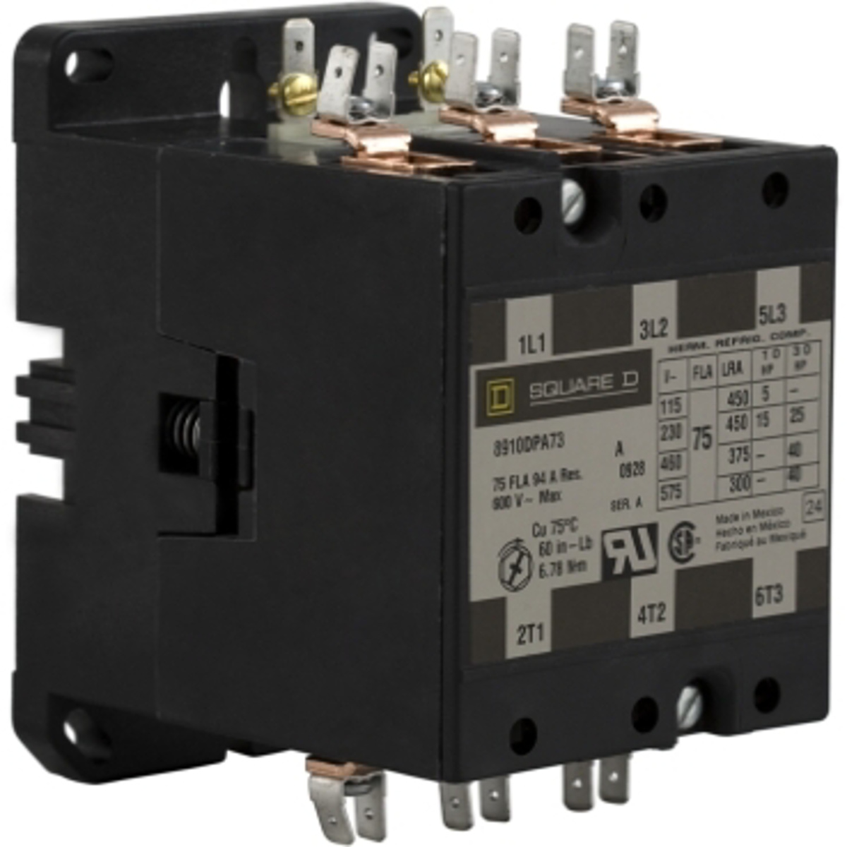 Square D | Square D Definite Purpose Contactor Class 8910 Type DPA 75 A  208/240/220 VAC | Border States