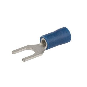 NSI Industries Insulated Fork Terminals 16 - 14 AWG Butted Seam Barrel Vinyl Blue