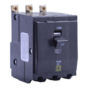 Square D QOB™ Series Molded Case Bolt-on Circuit Breakers 20 A 120/240 VAC 22 kAIC 3 Pole 3 Phase