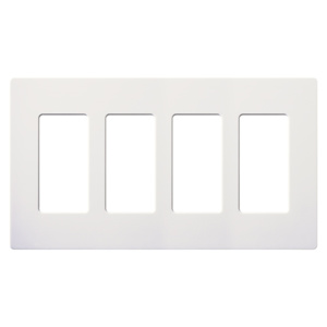 Lutron Standard Decorator Wallplates 4 Gang White Plastic Snap-on