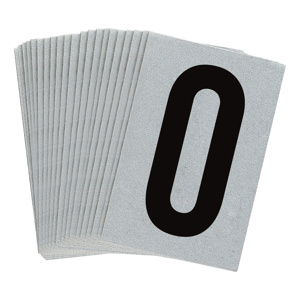 Brady 5900 Series Reflective Number and Letter Labels <em class="search-results-highlight">0</em> Black on Silver B-997 Reflective Sheeting