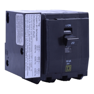 Square D QO™ Shunt-trip Molded Case Plug-in Circuit Breakers 20 A 120/240 VAC 10 kAIC 3 Pole 3 Phase