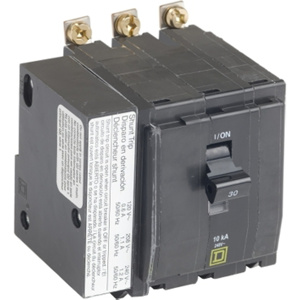 Square D QOB Series Shunt-trip Molded Case Bolt-on Circuit Breakers 30 A 120/240 VAC 10 kAIC 3 Pole 3 Phase