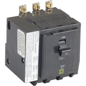 Square D QOB Series Shunt-trip Molded Case Bolt-on Circuit Breakers 40 A 120/240 VAC 10 kAIC 3 Pole 3 Phase