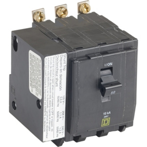 Square D QOB Series Shunt-trip Molded Case Bolt-on Circuit Breakers 50 A 120/240 VAC 10 kAIC 3 Pole 3 Phase