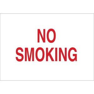 Brady B-120 No Smoking Safety Signs 10 x 14 in No Smoking Aluminum Red on White