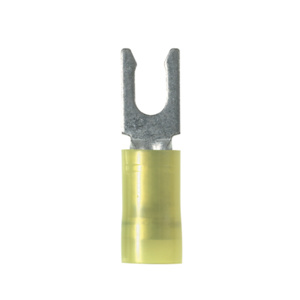 Panduit Insulated Locking Fork Terminals 12 - 10 AWG Butted Seam Funnel Barrel Nylon Yellow