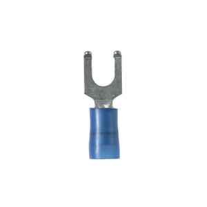 Panduit Insulated Flanged Fork Terminals 18 - 14 AWG Brazed Seam Grip Sleeve Barrel Nylon Blue